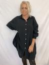 Oversized Musselin Hemd schwarz
